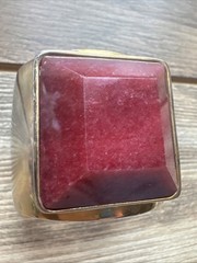 NEW Ann Taylor LOFT Gold Semi Precious Stone Cuff Bracelet Burgundy Wine Square