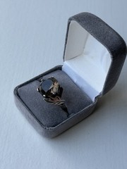 Vintage Sterling Silver Smoky Quartz Crystal Ring Size 7