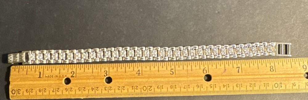 Sterling Silver Faux Diamond Tennis Bracelet 8”