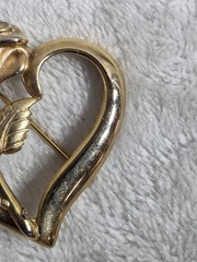 Princess Diana Memorial Heart Rose Brooch Gold Tone Legacy Love RDC Signed