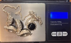 Beautiful Vintage Silver And Black Onyx Y Necklace