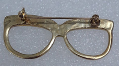Gold Tone Eye Glasses Frame Brooch Rhinestones 2 inches