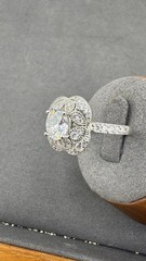 Vintage-Style Sterling Silver 925 Halo Ring w/ Large CZ – Size 10 – Elegant