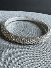 Vintage Silver Tone Mesh Bangle Bracelet Silver Tone Stackable Career Modernist