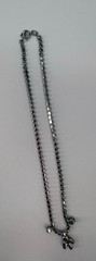 Antique Art Deco Silver Tone Rhinestone Emerald Cut Pendant Drop Necklace