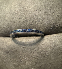 Antique 14K White Gold French Cut Blue Sapphire Eternity Wedding Band