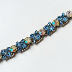 Juliana D&E Blue Aurora Borealis Rhinestone 5 Link Choker Necklace