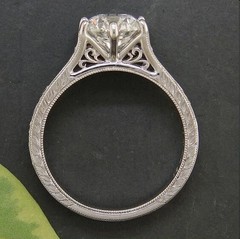 Art Deco Style Round Lab Created Diamond 14K White Gold FN Filigree Wedding Ring
