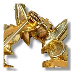 c.1960 Starburst Brooch Green Navette and Blue Chaton Rhinestones Gold Tone Pin