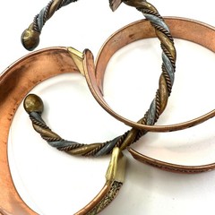 Bundle lot 4 vintage tri tone copper brass nickel cuff adjustable bracelets