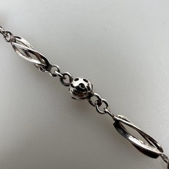 Vintage Mexico 925 Sterling Silver Twisted Link Bead Bracelet 15.5cm 11.6g