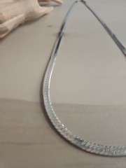 VINTAGE STERLING SILVER ITALY 30IN LONG MENS HERRINGBONE NECKLACE 7MM 62 GRAMS
