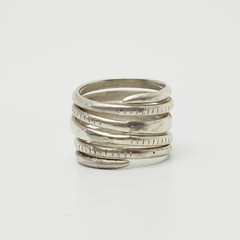 Vintage Latvia sterling silver ethnic folk motif wide spiral ring size 8