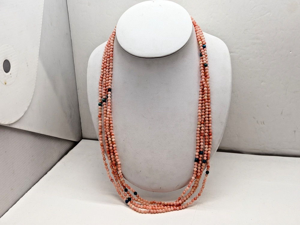 Vintage 100” Jay King DTR Pink Coral Turquoise Beaded Necklace Endless Strand