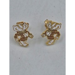 Bucky Badger Earrings Madison Wisconsin Pin Gold Football Sports 1/2in Vintage
