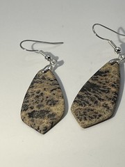 Natural Dendritic Fern Agate French Wire Flat Pull Drop Earrings lightweight