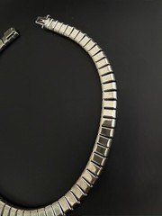 Art Deco Style Ice Blue Rhinestone Choker Collar Necklace Princess Cut VTG 14.5”