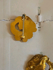 Art Nouveau Woman’s Profile w/Flowing Hair Scatter Pin Set of 3 Original Card