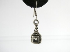 Sterling Silver Square Cut Quartz Dangling Earrings 925 4.4g 1.25 Inches Length