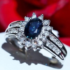 14k white gold 1.25ct natural diamond size 5.75 ring sapphire halo heated 3.35gr