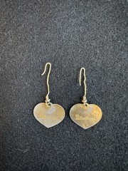 Vintage Laurel Burch ‘Hollyhock’ Red Heart Cloisonne Enamel Gold Plated Earrings
