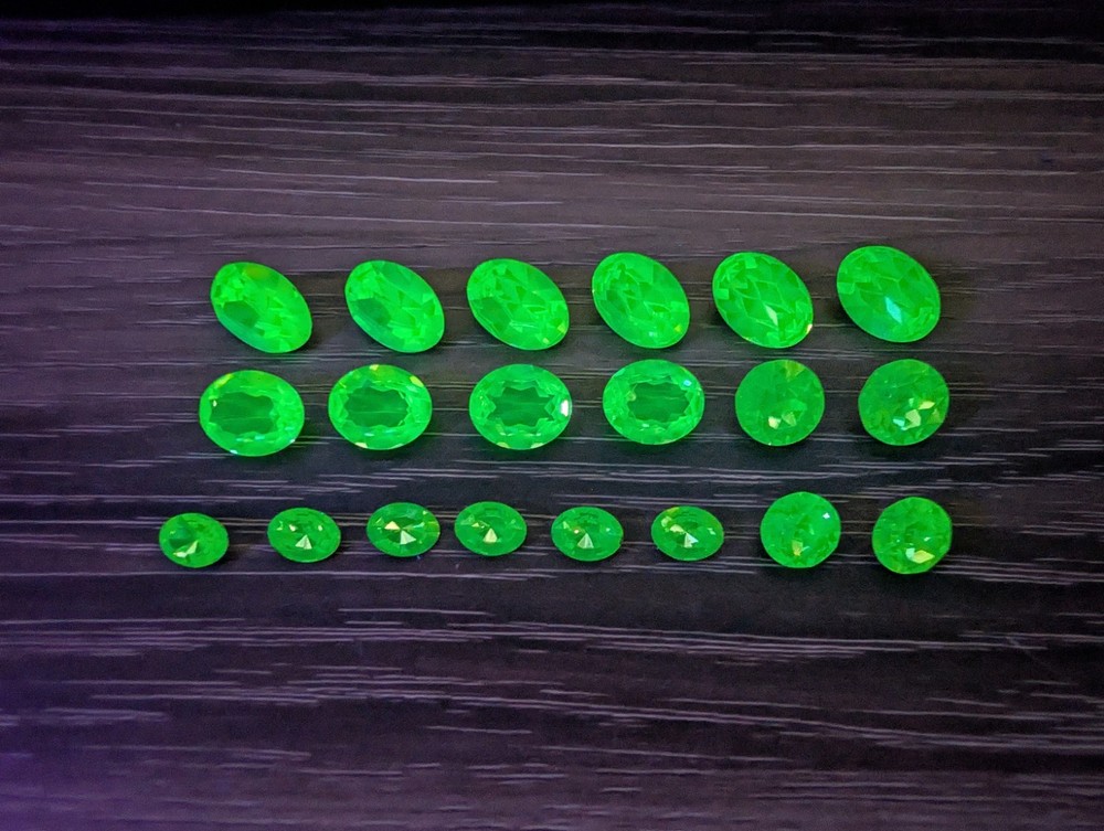 Uranium Glass Rhinestone Lot oval cut