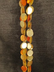 Groovy 52″ Yellow Orange Plastic Button Necklace Swinging 60-70s Possibly Lucite