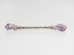 Unusual one of a kind sterlign silver amethyst artisan handmade bar brooch pin
