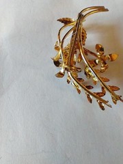 Vintage Rhinestone Enamel Floral 2″ Brooch Pin Stamped Made Austria