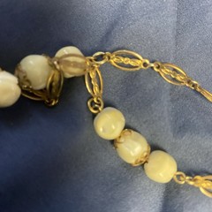 Antique Mother of Pearl Carved Pendant Beaded Strand Necklace – 29in
