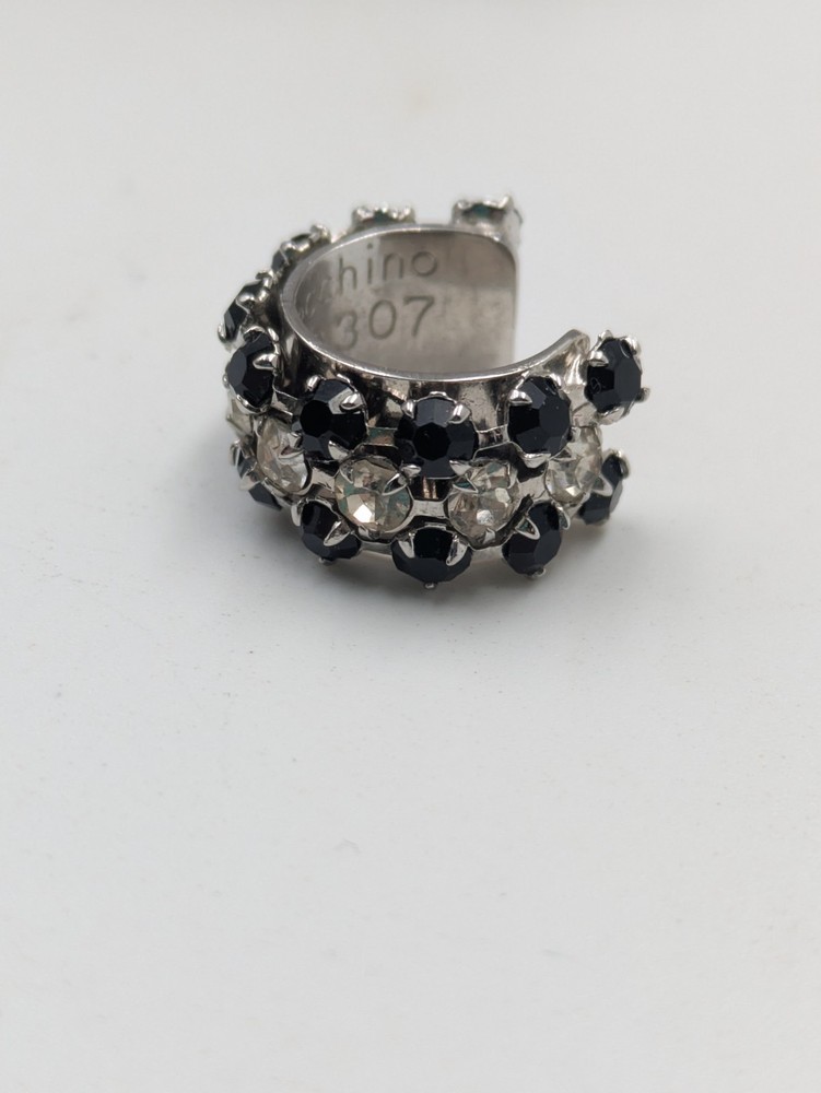 1980’s Terzorecchino Idemaria BREV N 170307 Black & White Rhinestone Ear Cuff