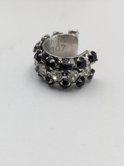 1980’s Terzorecchino Idemaria BREV N 170307 Black & White Rhinestone Ear Cuff