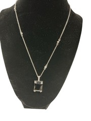 Vtg Carol Lee Black Onyx Bezel Set Pendant Chain Stations W/crystals SS