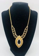 JULIANA Delizza And Elster Rhinestone Necklace Filigree Hearts Vintage Jewelry