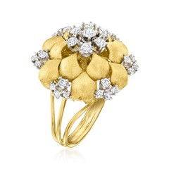 Vintage 1.15 ct. t.w. Diamond Flower Ring in 14kt Yellow Gold. Size 6.25