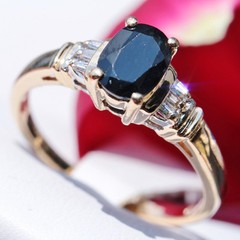 14k yellow gold sz 6.75 ring 1.02c naturalCeylon treated sapphire diamond 2.65g