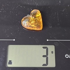 Vintage Lithuania Baltic Amber Heart Pendant & 30″ Strand Cognac Nugget Necklace