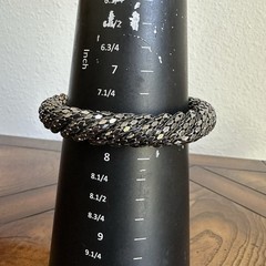 VTG 1970s Bangle Bracelet Size 7.5 Metal Mesh Silver Tone Disco Chic Vibe Rare
