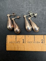 Vintage 925 Silver Drop Dangle Earrings Minimalist 2 Pair