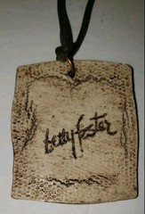 Handmade Vintage Betty Foster Signed Porcelain Stoneware Pendant Necklace NEW