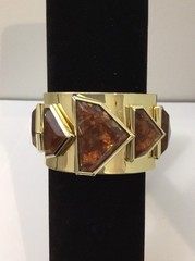 Jewelmint Faux Amber Cuff Bracelet Gold Tone 2.25” Diameter
