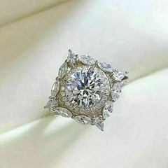 2.20Ct Art Deco Style Lab Created Diamond Anniversary 14k White Gold Finish Ring