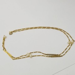 Freshwater Pearl Multi Style Link Gold Tone Chain Vtg Station Necklace 24 Inch