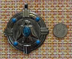 Bell Trading Navajo Thunderbird Pendant – Nickel – “Turquoise” Marked – No Chain