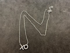 2.06g Vintage Sterling Silver 925 XO Pendant Necklace Adjustable M 17 in