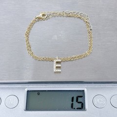Vintage Gold-Tone Sterling Silver 925 Cubic Zirconia E Chain Necklace 16″-18″
