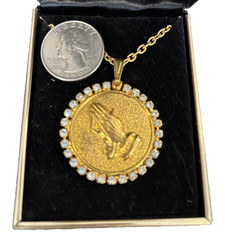 Regale Gems Man Made Diamonds Prayer Necklace 14KT H.G.E Confirmation Communion