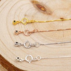 1PC Solid Silver Vermeil Needle Adjustable 0.6mm Wide Box Chain Necklace FESV41