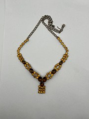 Vintage Amber Colored Rhinestone Necklace