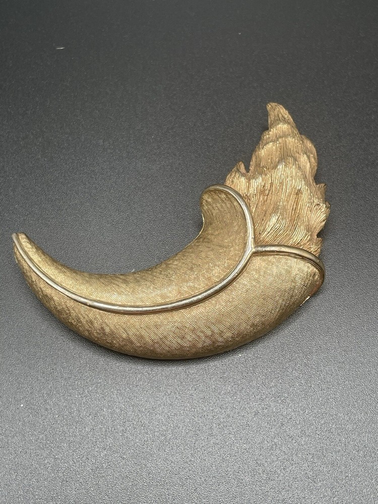 Vintage Large Brooch Brush Gold Tone